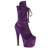 Fluweel 18 cm ADORE-1045VEL Paarse enkellaarzen met naaldhak