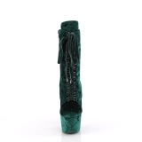 Fluweel 18 cm ADORE-1045VEL groene enkellaarzen met naaldhak + teenkappen