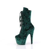 Fluweel 18 cm ADORE-1045VEL groene enkellaarzen met naaldhak + teenkappen