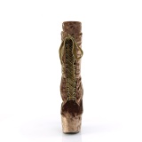 Fluweel 18 cm ADORE-1045VEL khaki enkellaarzen met naaldhak + teenkappen