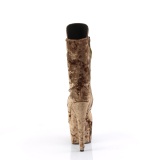Fluweel 18 cm ADORE-1045VEL khaki enkellaarzen met naaldhak + teenkappen