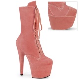 Fluweel 18 cm ADORE-1045VEL roze enkellaarzen met naaldhak + teenkappen