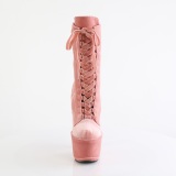 Fluweel 18 cm ADORE-1045VEL roze enkellaarzen met naaldhak + teenkappen