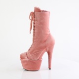 Fluweel 18 cm ADORE-1045VEL roze enkellaarzen met naaldhak + teenkappen