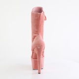 Fluweel 18 cm ADORE-1045VEL roze enkellaarzen met naaldhak + teenkappen