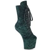 Fluweel 18 cm pony heelless CRAZE-1045VEL Groene enkellaarzen met naaldhak
