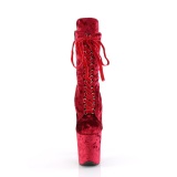 Fluweel 20 cm FLAMINGO-1045VEL Rode enkellaarzen met naaldhak + teenkappen