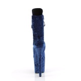 Fluweel 20 cm FLAMINGO-1045VEL blauwe enkellaarzen met naaldhak + teenkappen