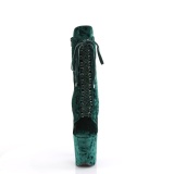 Fluweel 20 cm FLAMINGO-1045VEL groene enkellaarzen met naaldhak + teenkappen