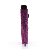 Fluweel 20 cm FLAMINGO-1045VEL paarse enkellaarzen met naaldhak + teenkappen