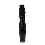 Fluweel 20 cm FLAMINGO-1045VEL zwarte enkellaarzen met naaldhak + teenkappen