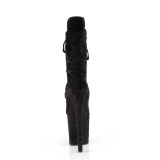 Fluweel 20 cm FLAMINGO-1045VEL zwarte enkellaarzen met naaldhak + teenkappen