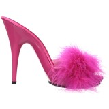 Fuchsia 13 cm POISE-501F Marabou Feathers Mules Shoes