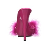 Fuchsia 13 cm POISE-501F Marabou Feathers Mules Shoes