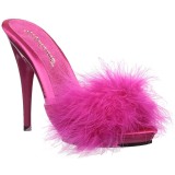 Fuchsia 13 cm POISE-501F Marabou Feathers Mules Shoes