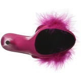 Fuchsia 13 cm POISE-501F Marabou Feathers Mules Shoes