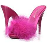 Fuchsia 13 cm POISE-501F maraboe veren Mules Schoenen