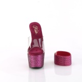 Fuchsia 18 cm 712RS pleaser sandalen hoge hakken met enkel manchet strass plateau