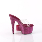 Fuchsia 18 cm 712RS pleaser sandalen hoge hakken met enkel manchet strass plateau