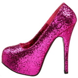 Fuchsia Glitter 14,5 cm Burlesque BORDELLO TEEZE-06G Plateau Pumps Hoge Hak