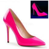 Fuchsia Neon 13 cm AMUSE-20 naaldhak pumps met puntneus