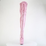Glitter 18 cm ADORE-3020GP Roze overknee boots hoge hakken met veters