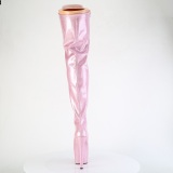 Glitter 18 cm ADORE-3020GP Roze overknee boots hoge hakken met veters