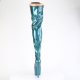 Glitter 18 cm ADORE-3020GP blauwgroen overknee boots hoge hakken met veters
