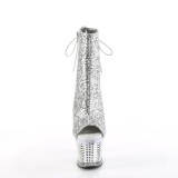 Glitter 18 cm SPECTATOR-1018G Exotic platform peep toe ankle boots silver