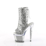 Glitter 18 cm SPECTATOR-1018G Exotic platform peep toe ankle boots silver