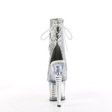 Glitter 18 cm SPECTATOR-1018G Exotic platform peep toe ankle boots silver
