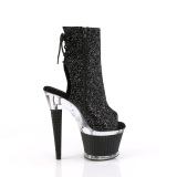 Glitter 18 cm SPECTATOR-1018G open teen platform boots met hak zwart