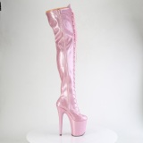 Glitter 20 cm ADORE-3020GP Roze overknee boots hoge hakken met veters