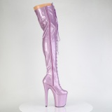 Glitter 20 cm FLAMINGO-3020GP paarse overknee boots hoge hakken met veters