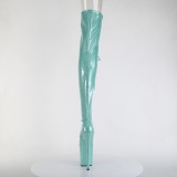 Glitter 20 cm PEEP TOE Groene overknee boots hoge hakken met veters