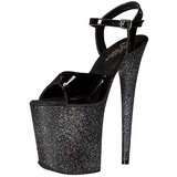 Glitter Black 20 cm FLAMINGO-809MG Platform High Heels Shoes