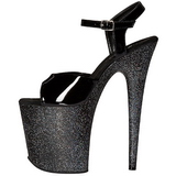 Glitter Black 20 cm FLAMINGO-809MG Platform High Heels Shoes