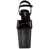 Glitter Black 20 cm FLAMINGO-809MG Platform High Heels Shoes