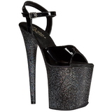 Glitter Black 20 cm FLAMINGO-809MG Platform High Heels Shoes
