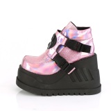 Glitter Vegan 12 cm STOMP-15 lolita enkellaarzen wedges sleehakken