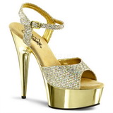 Gold 15 cm Pleaser DELIGHT-609G Chrome Platform High Heel