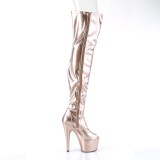 Gold 18 cm ADORE-3011HWR Hologram overknee boots peep toe