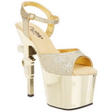 Gold 18 cm Pleaser REVOLVER-709G High Heels Chrome Platform