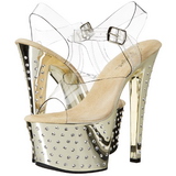 Gold 18 cm Pleaser STARDUST-708 High Heels Chrome Platform