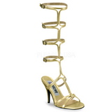 Gold 8 cm ROMAN-10 knee high womens gladiator sandals