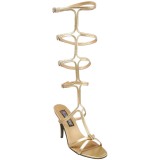 Gold 8 cm ROMAN-10 knee high womens gladiator sandals