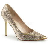 Gold Glitter 10 cm CLASSIQUE-20 big size stilettos shoes