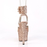 Gold Glitter 18 cm ADORE-791LG pleaser high heels with ankle straps