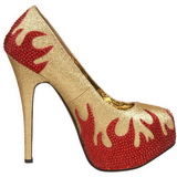 Gold Glittering Stones 14,5 cm Burlesque TEEZE-27 Womens High Heels Shoes