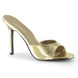 Gold Leatherette 10 cm CLASSIQUE-01 big size mules shoes